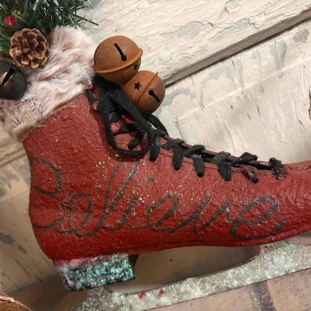 Festive Red Vintage skate with Bells